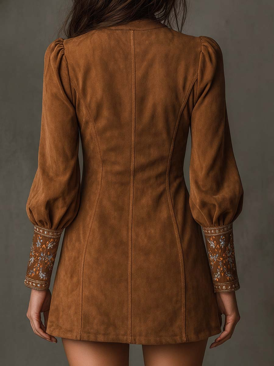 Guadalupe · Vestido corto boho efecto ante – Silvia Morel