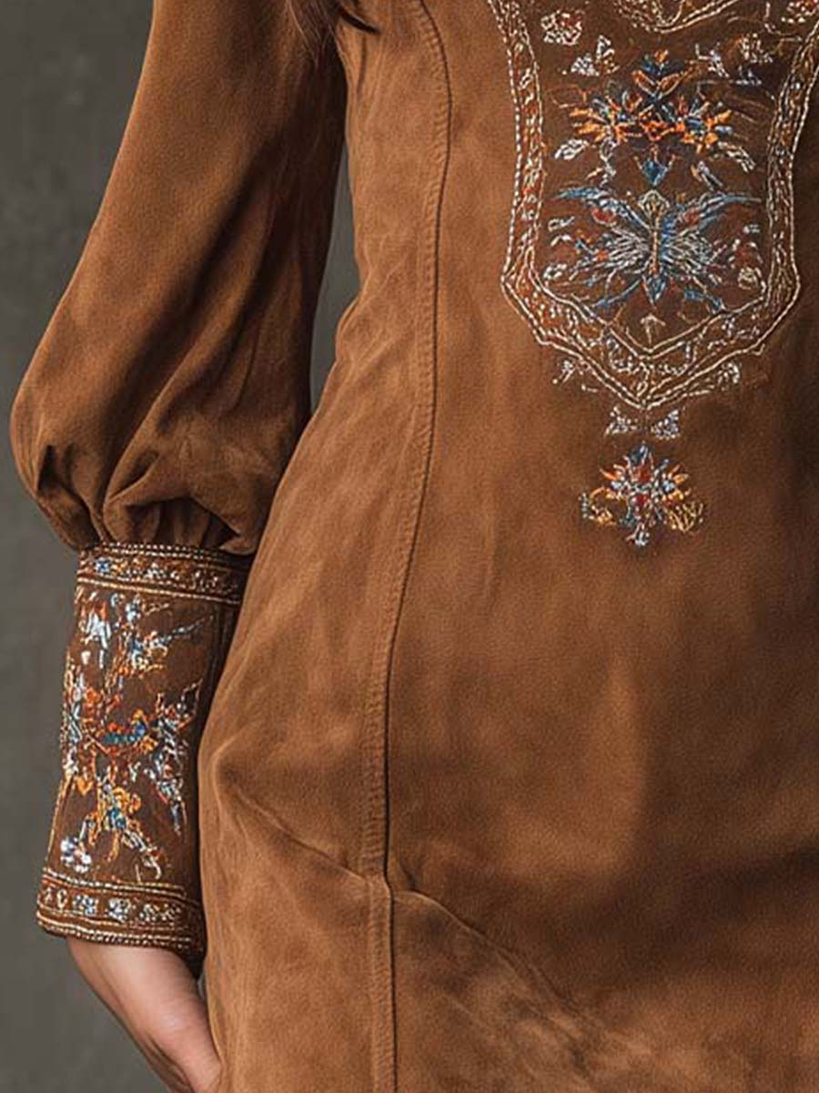 Guadalupe · Vestido corto boho efecto ante – Silvia Morel