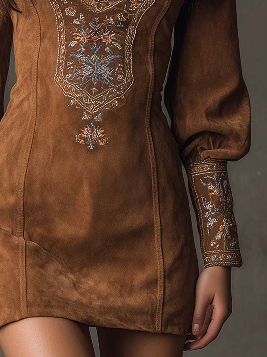 Guadalupe · Vestido corto boho efecto ante – Silvia Morel