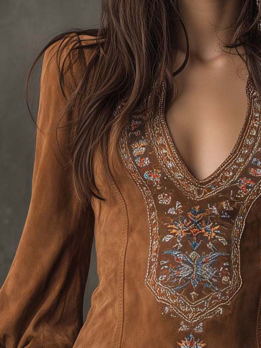 Guadalupe · Vestido corto boho efecto ante – Silvia Morel