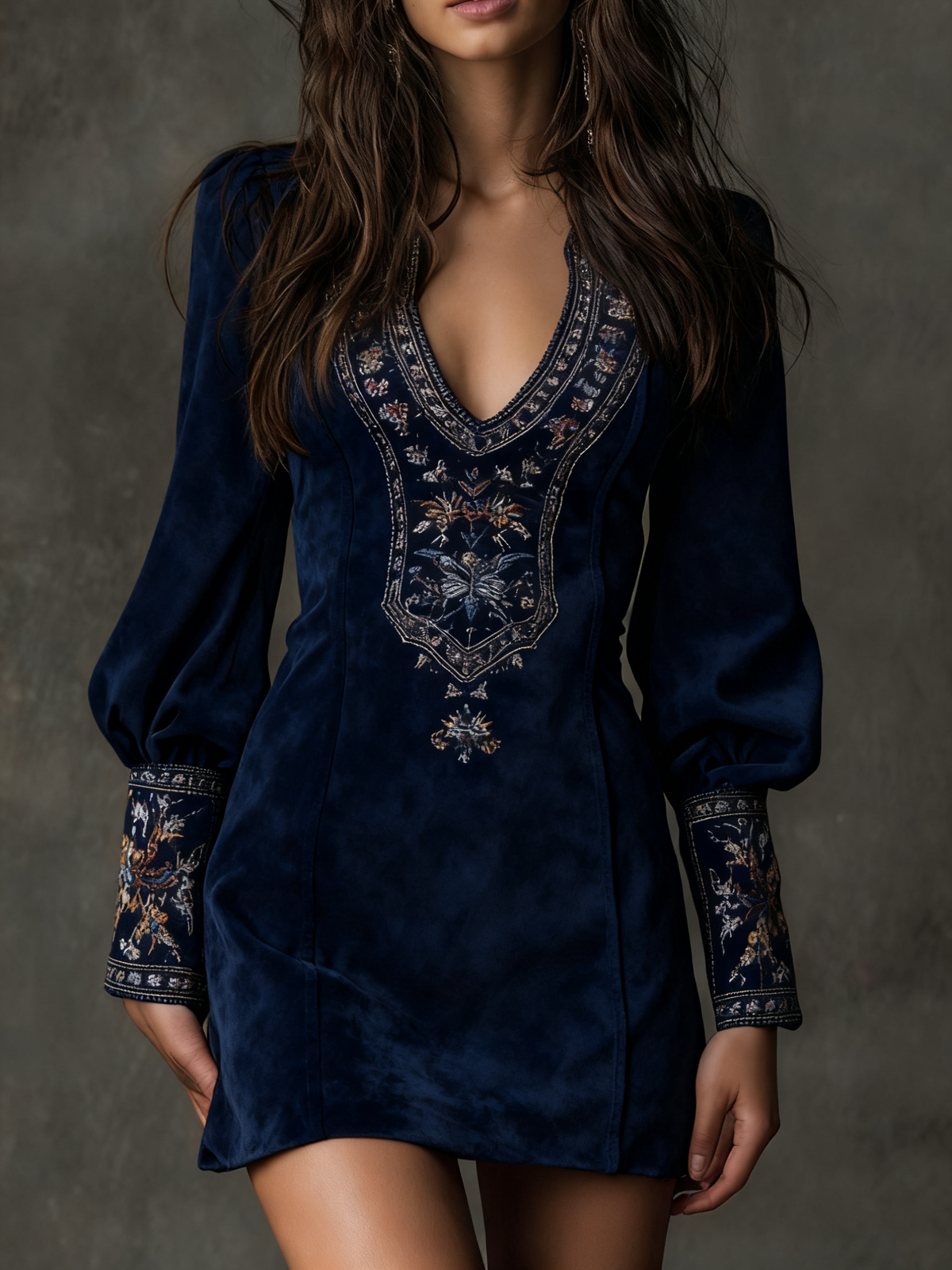 Guadalupe · Vestido corto boho efecto ante – Silvia Morel