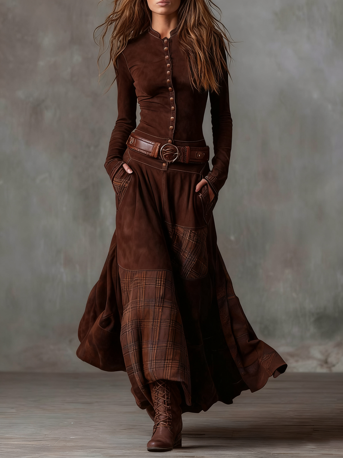 Iratxe · Vestido patchwork con cinturón – Silvia Morel