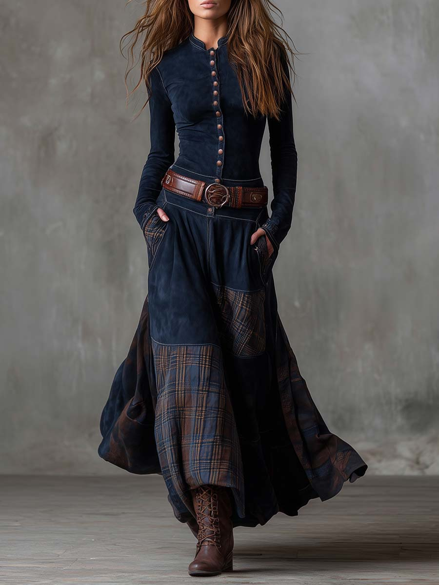 Iratxe · Vestido patchwork con cinturón – Silvia Morel