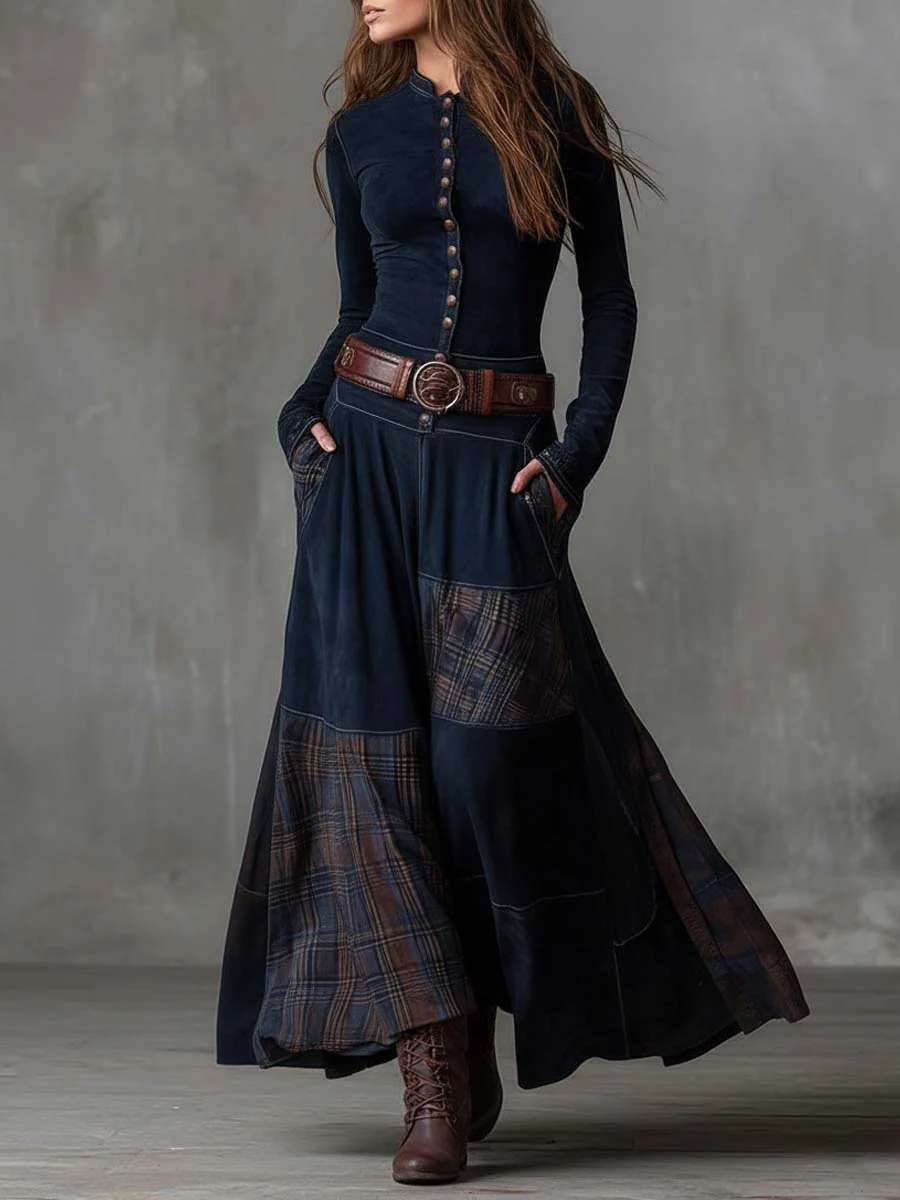 Iratxe · Vestido patchwork con cinturón – Silvia Morel