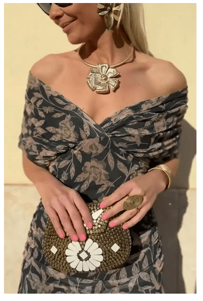 Vicenta · Vestido floral de hombros ajustables – Silvia Morel