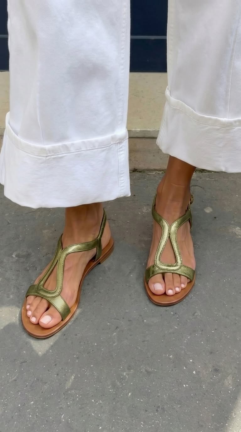 Flora · Sandalias planas brillantes – Silvia Morel