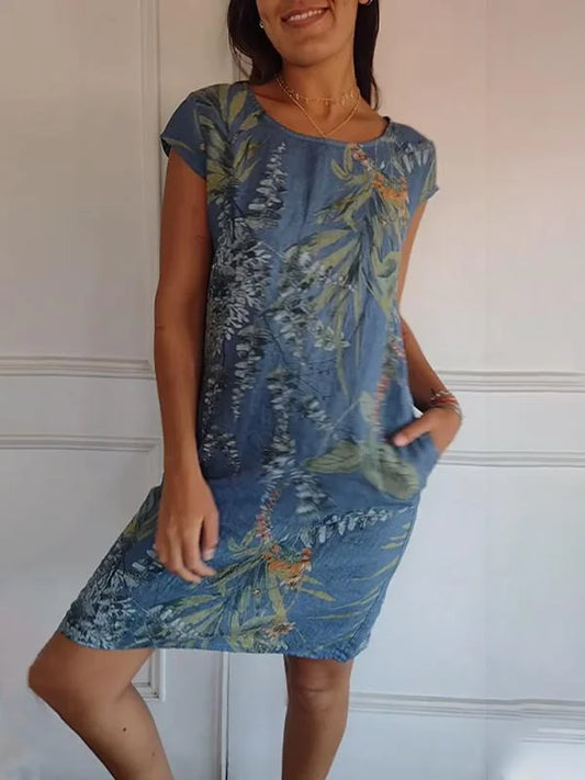 Dámaris · Vestido estampado de cuello redondo – Silvia Morel