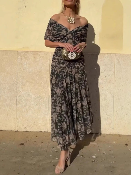 Vicenta · Vestido floral de hombros ajustables – Silvia Morel
