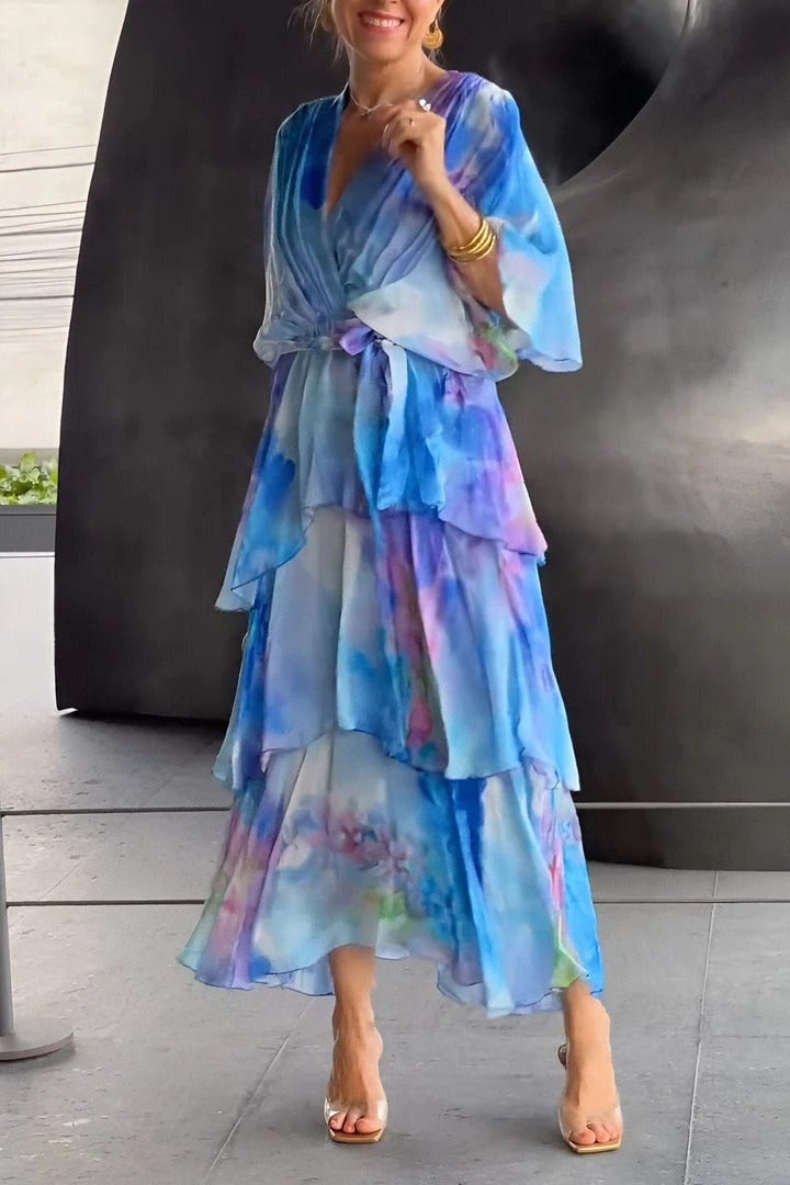 Olivia · Vestido largo bohemio acuarela – Silvia Morel