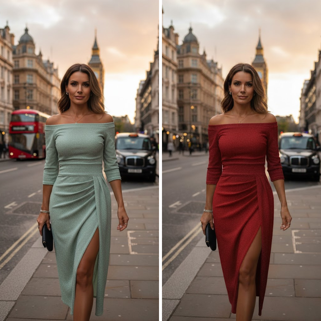 Gisela · Vestido largo halter con pliegues – Silvia Morel