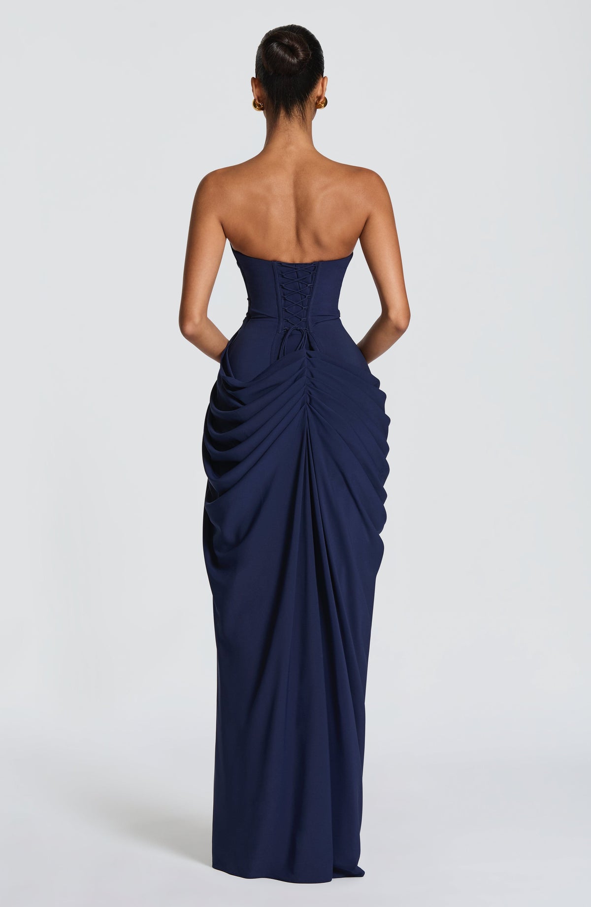 Celeste · Vestido largo palabra de honor – Silvia Morel