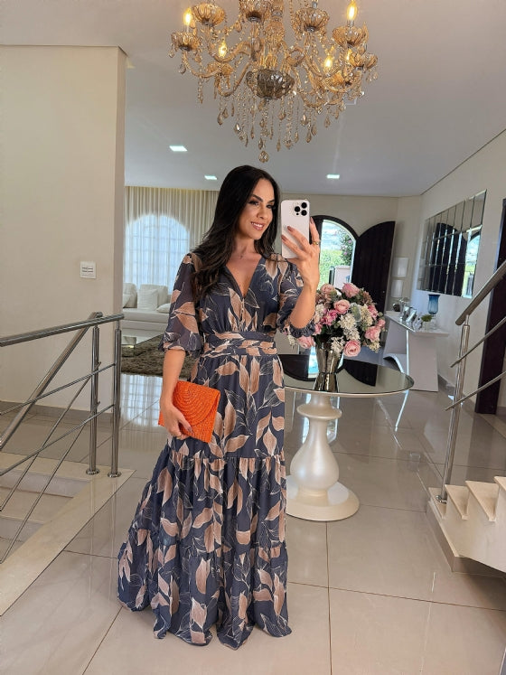 Norma · Vestido largo floral con volantes – Silvia Morel