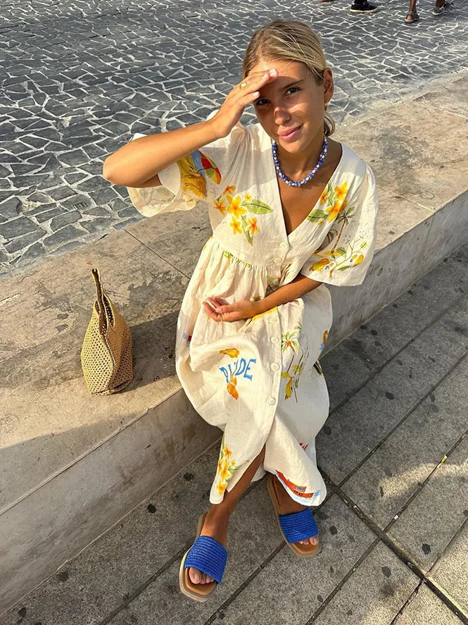 Karina · Vestido estampado de aire natural – Silvia Morel
