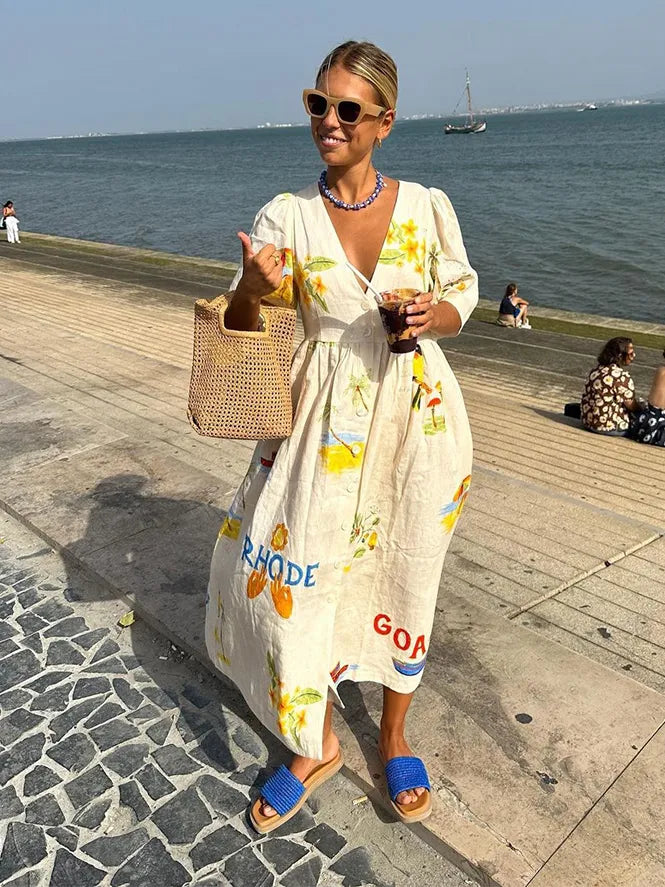 Karina · Vestido estampado de aire natural – Silvia Morel
