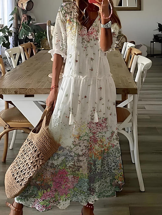 Blanca · Vestido largo con volantes – Silvia Morel