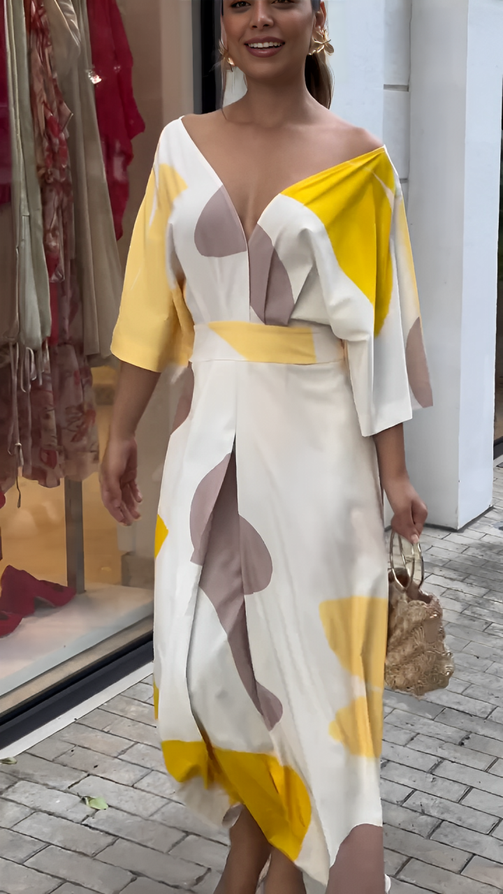 Remei · Vestido midi estampado con escote en V – Silvia Morel