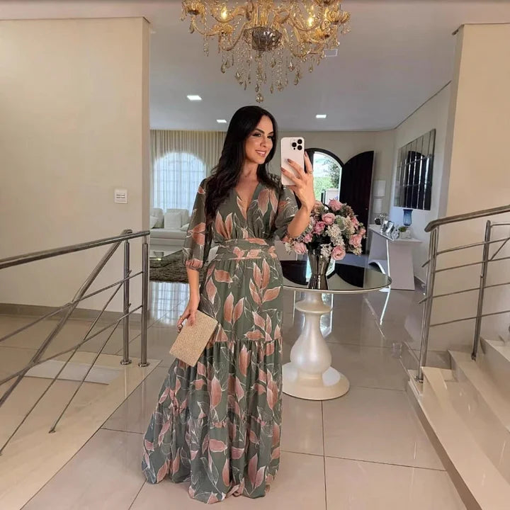 Norma · Vestido largo floral con volantes – Silvia Morel