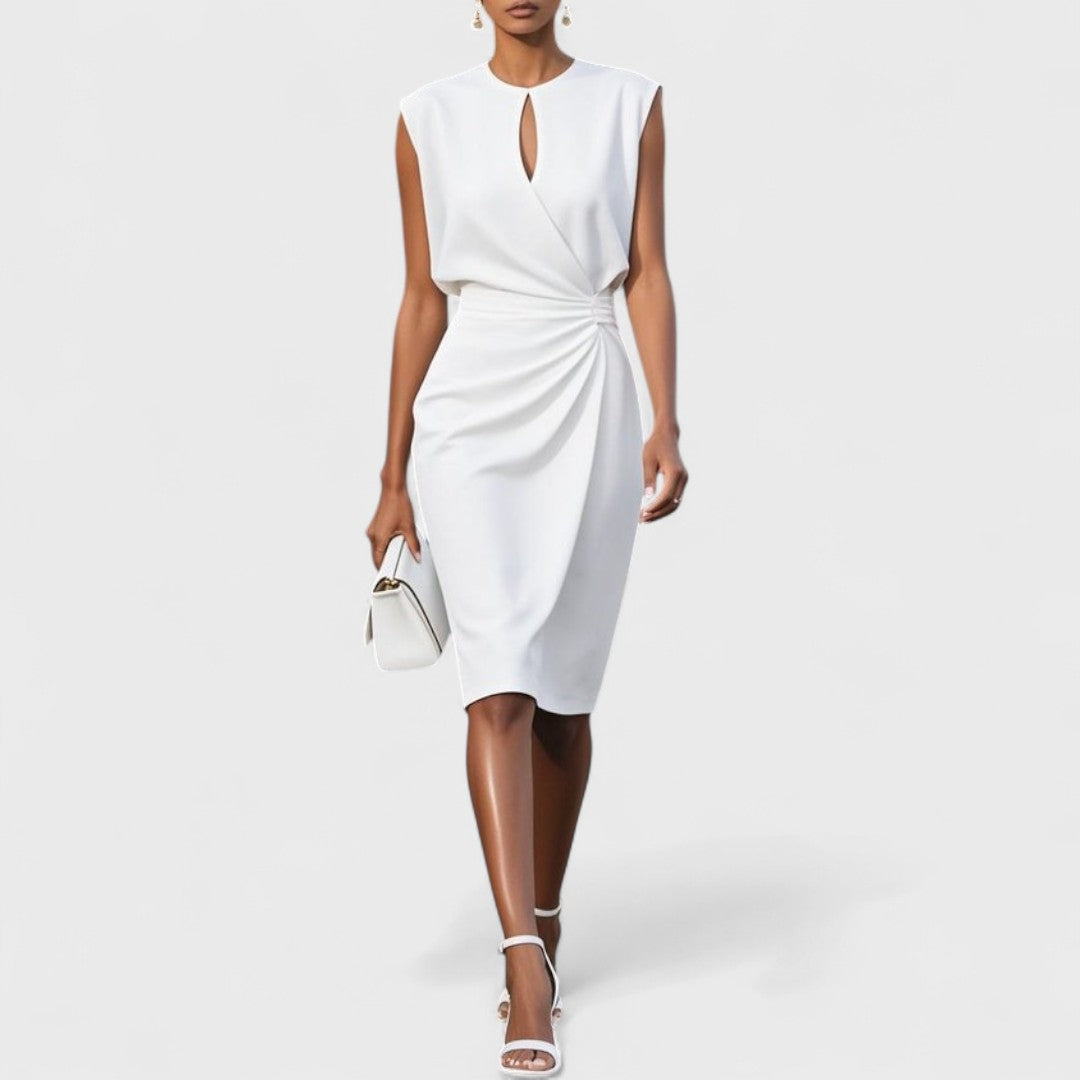 Clara · Vestido midi elegante entallado – Silvia Morel