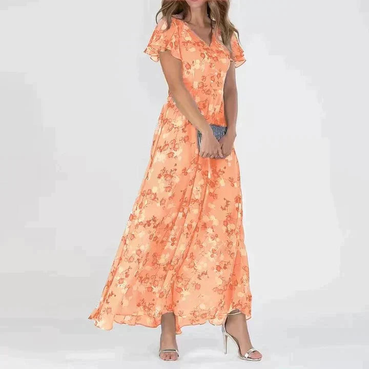 Anabella · Vestido largo floral con escote en V – Silvia Morel