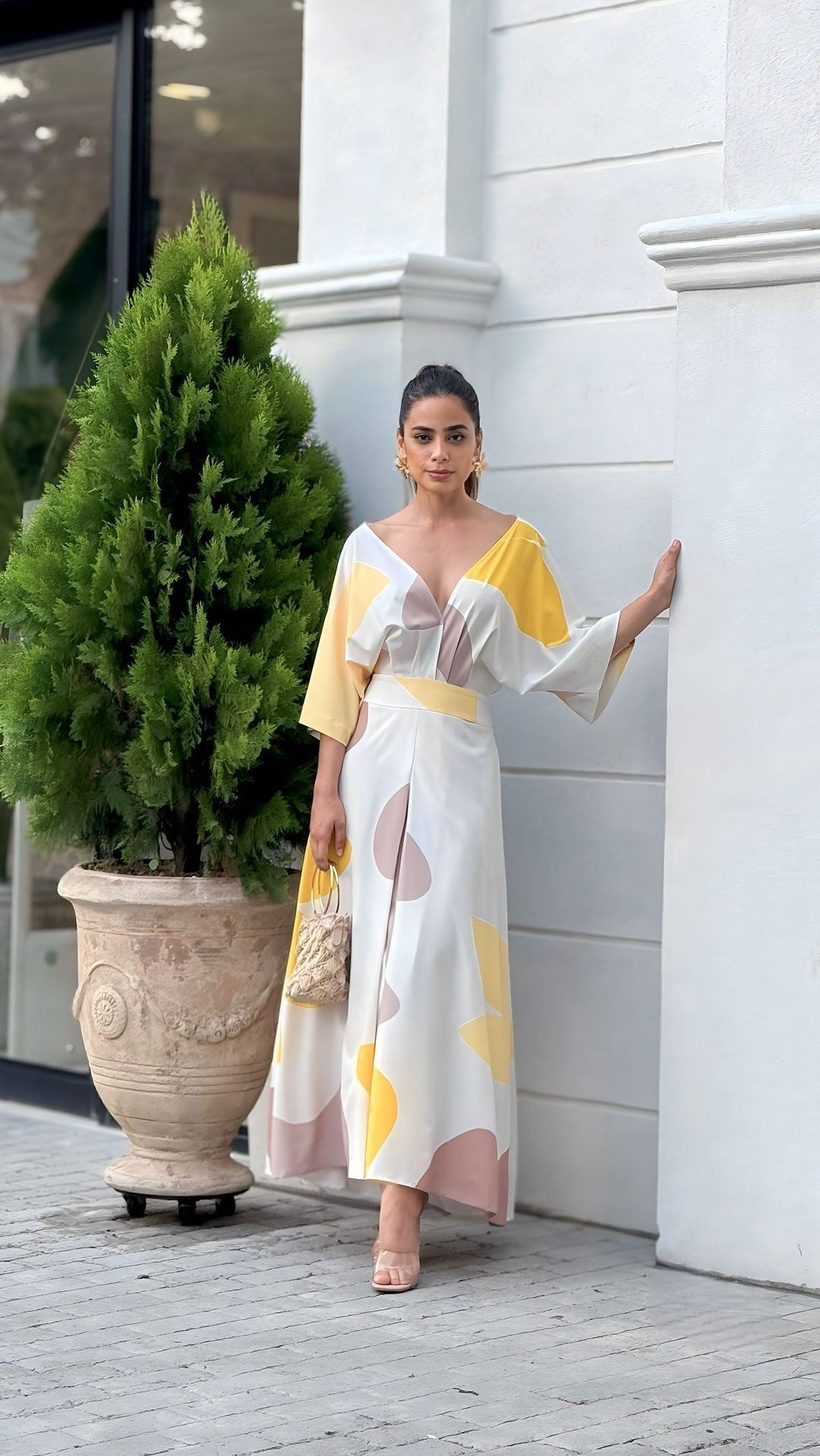 Remei · Vestido midi estampado con escote en V – Silvia Morel