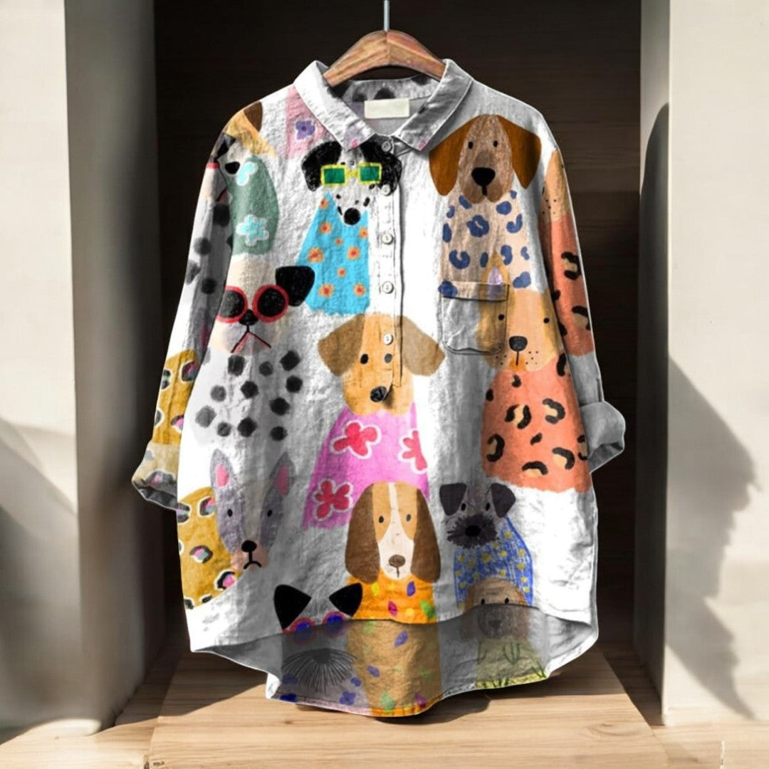 Carmina · Blusa con estampado de perros – Silvia Morel