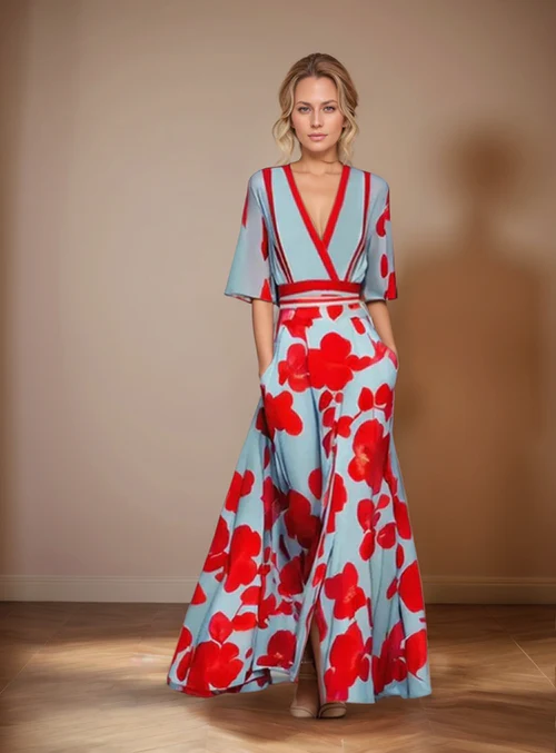 Rocío · Vestido largo cruzado floral – Silvia Morel