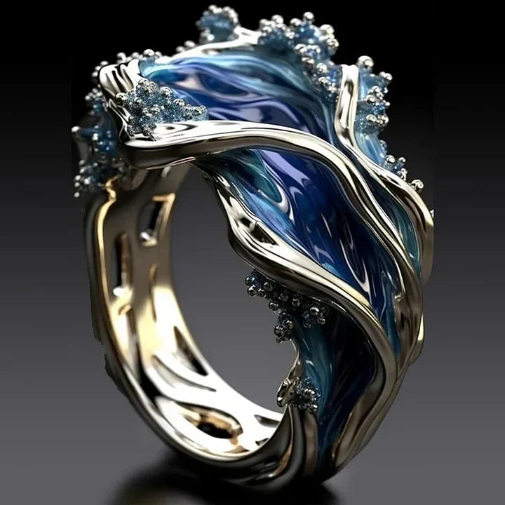 Ola · Anillo ondulado dorado – Silvia Morel