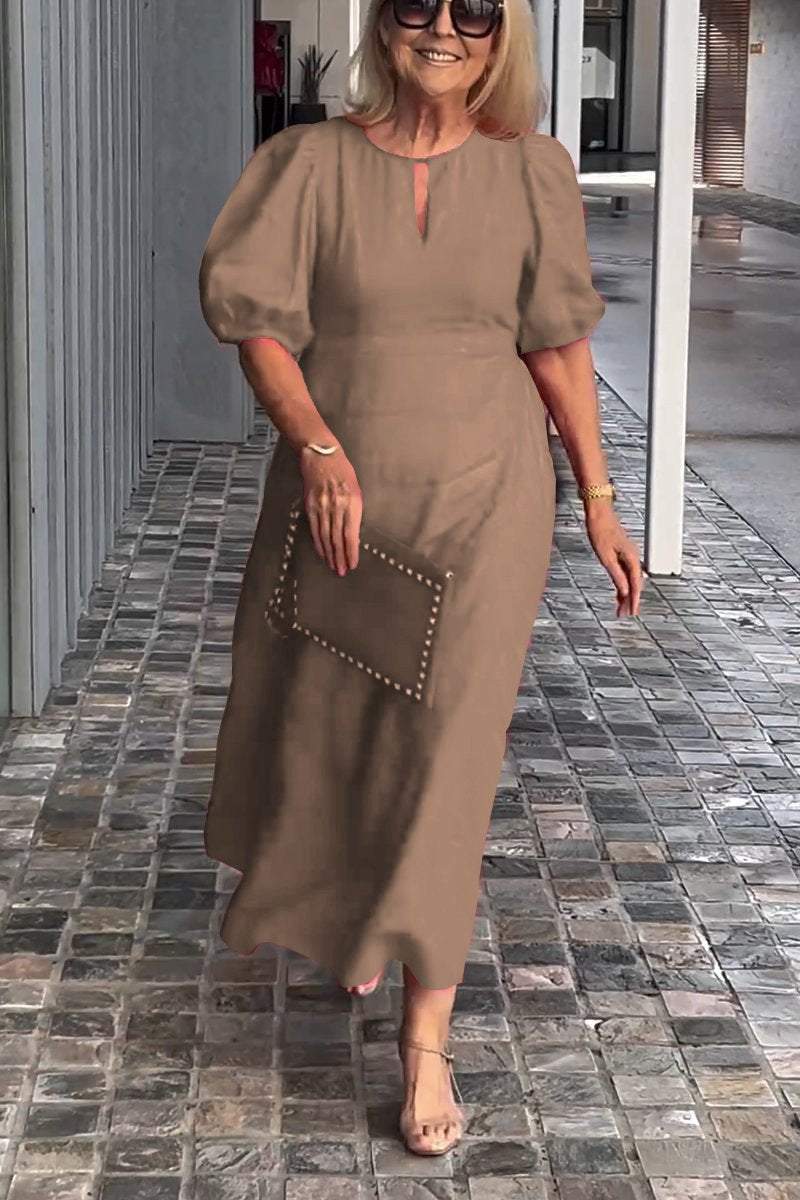 Sira · Vestido liso de aire natural – Silvia Morel