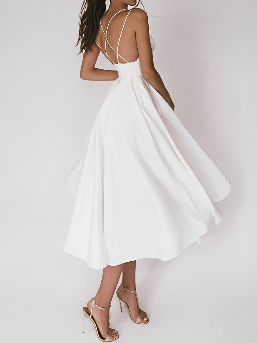 Valeria · Vestido midi con espalda cruzada – Silvia Morel