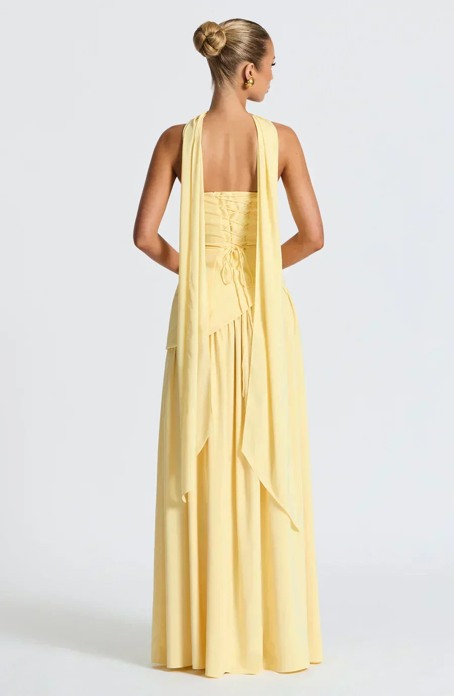 Eva · Vestido largo con corsé y abertura – Silvia Morel