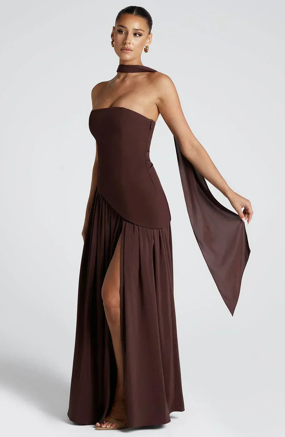 Eva · Vestido largo con corsé y abertura – Silvia Morel