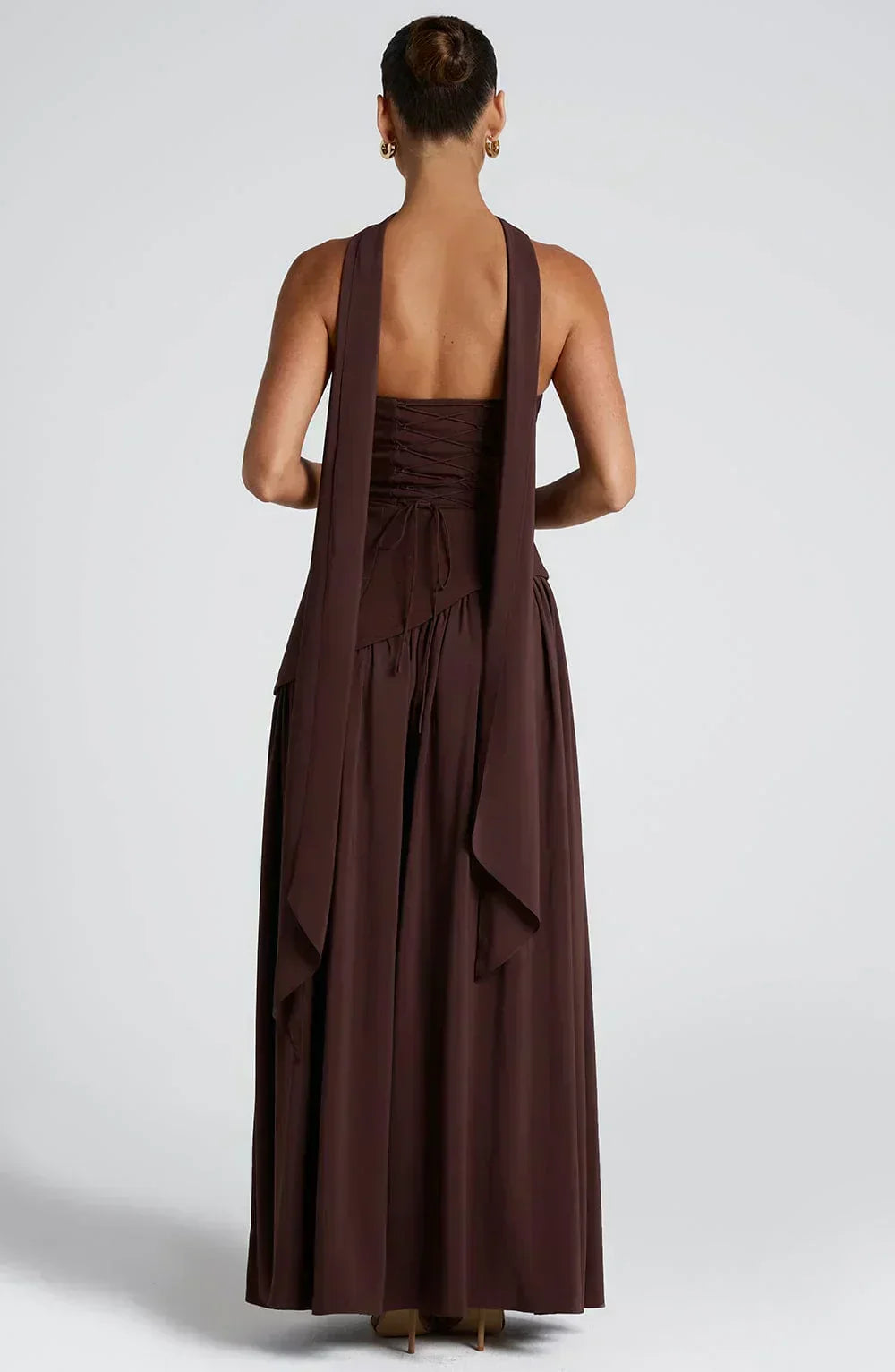 Eva · Vestido largo con corsé y abertura – Silvia Morel