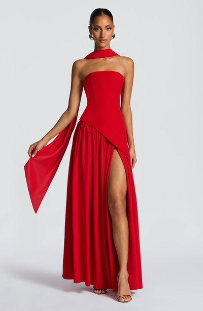 Eva · Vestido largo con corsé y abertura – Silvia Morel