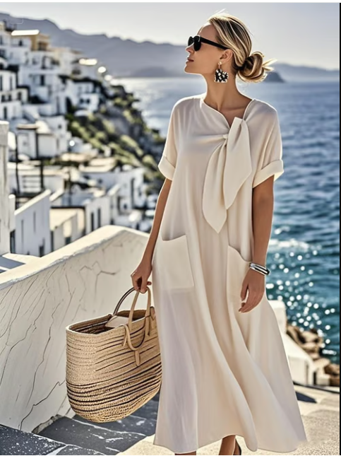 Egle · Vestido de verano con lazo y bolsillos – Silvia Morel