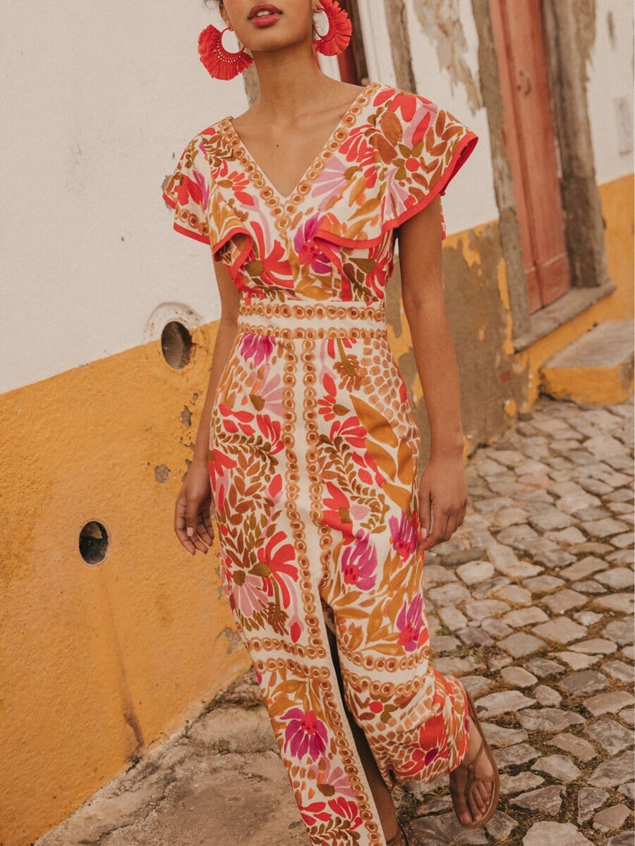 Hada · Vestido largo floral rojo – Silvia Morel