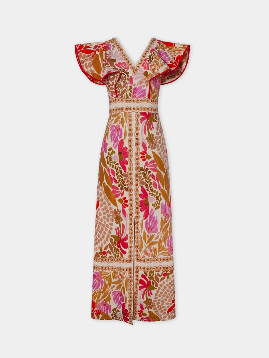 Hada · Vestido largo floral rojo – Silvia Morel