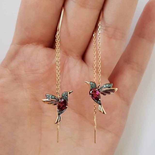 Picaflor · Pendientes de colibrí esmaltados – Silvia Morel