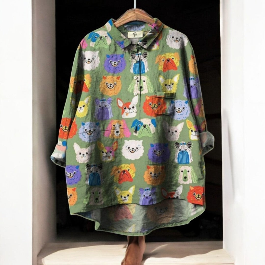 Carmina · Blusa con estampado de perros – Silvia Morel