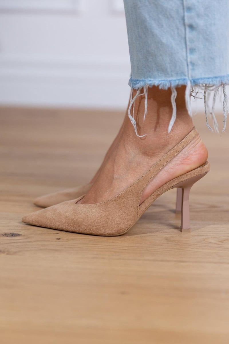 Bárbara · Zapatos de tacón nude con talón abierto – Silvia Morel