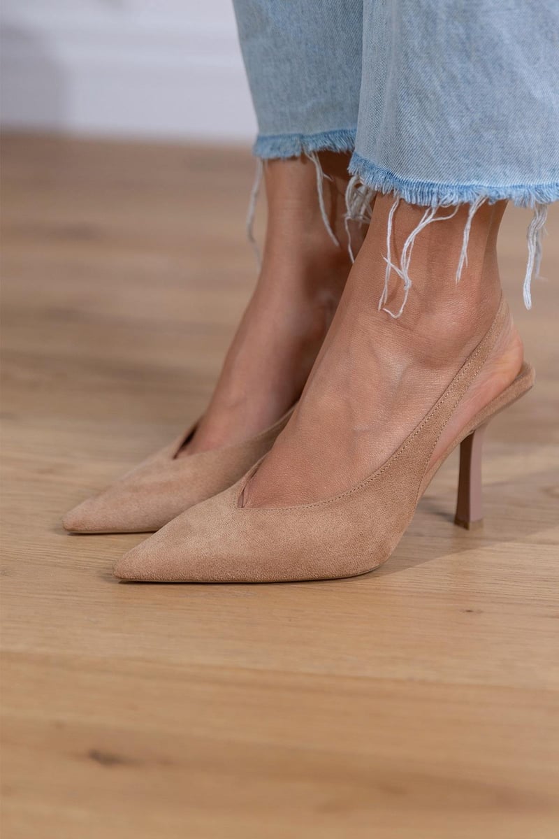 Bárbara · Zapatos de tacón nude con talón abierto – Silvia Morel