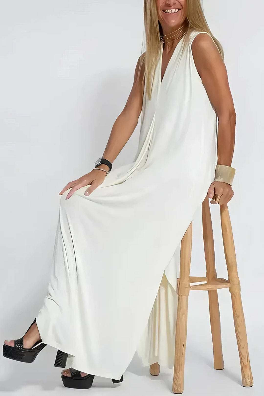 Rosario · Vestido largo moldeador con cárdigan – Silvia Morel