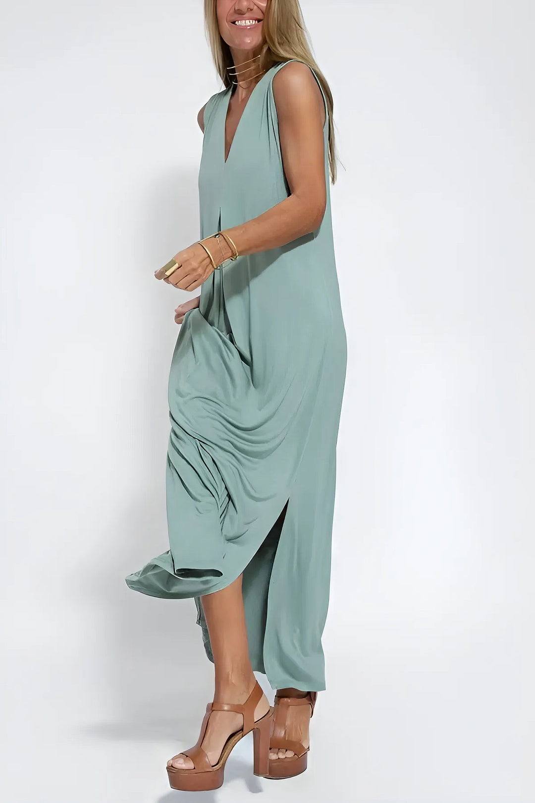 Rosario · Vestido largo moldeador con cárdigan – Silvia Morel