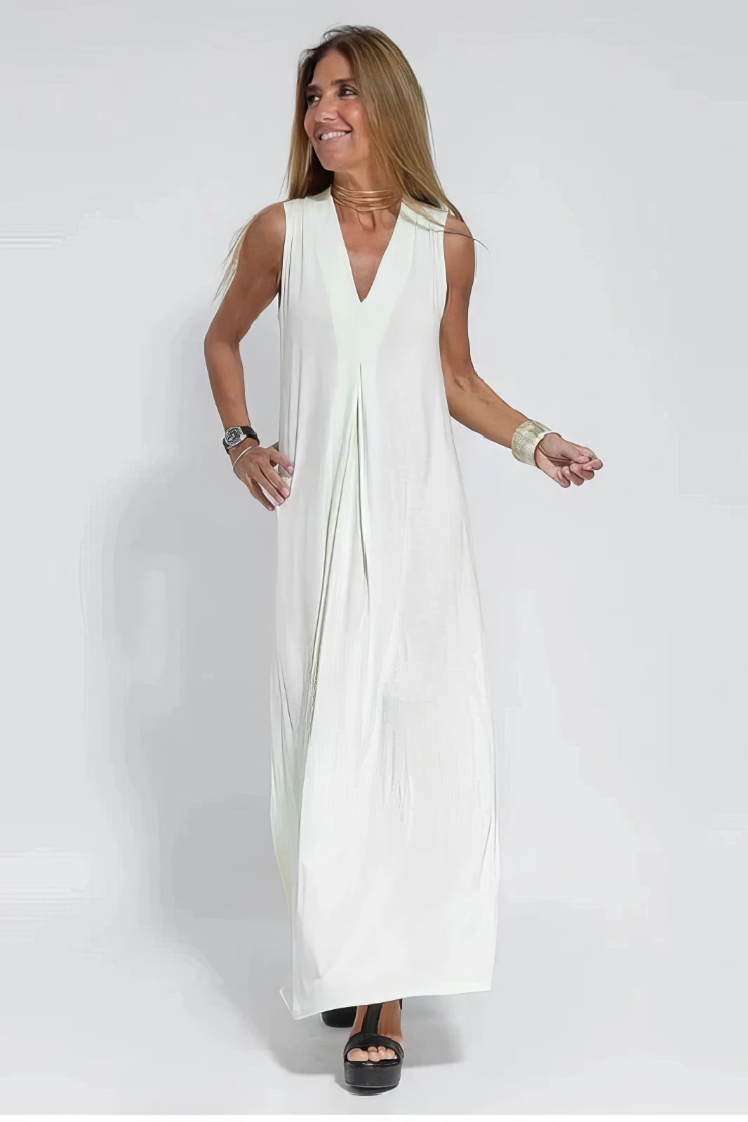 Rosario · Vestido largo moldeador con cárdigan – Silvia Morel