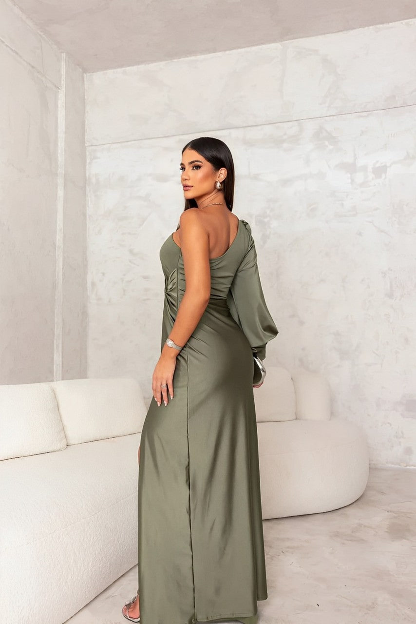 Regina · Vestido satinado de un hombro – Silvia Morel